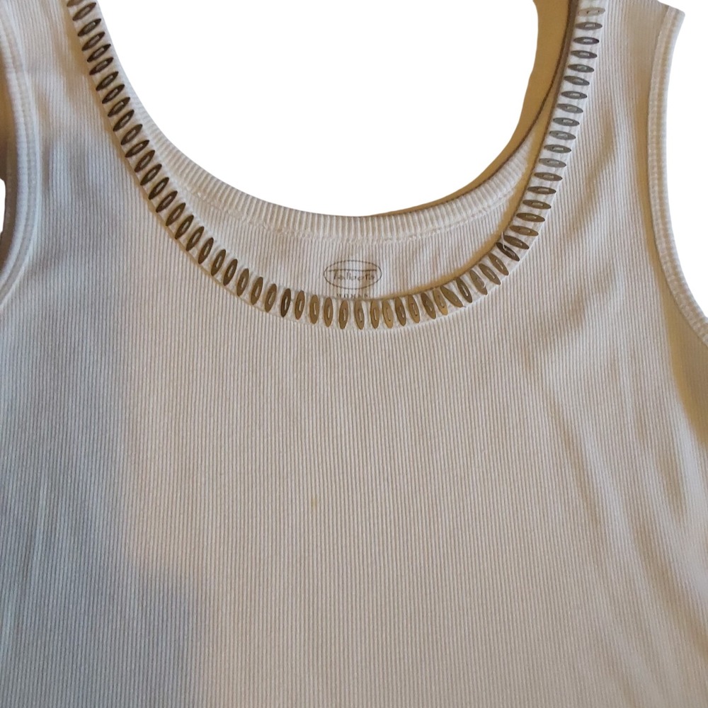 TALBOTS Sweater Women's 1X Plus Ribbed Ge Tank Top Round‎ Neck Sleeveless Cotton